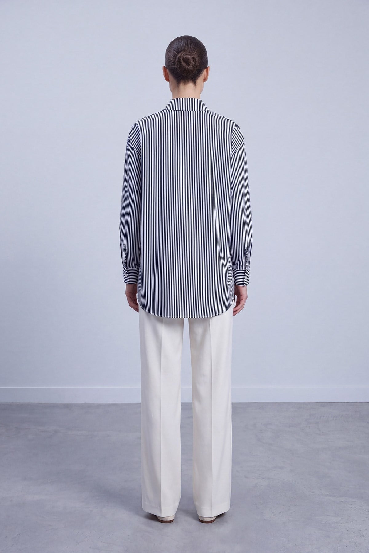 Çizgili Dantel Detaylı Tunik 10787 F.Navy Tunik PUANE 