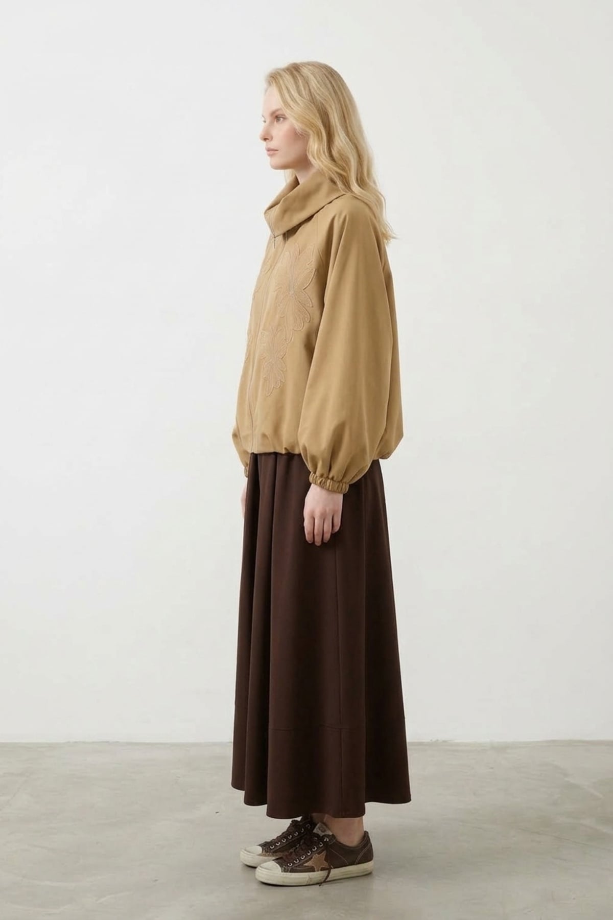 Çiçek Nakış Baskılı Kap 9316 Camel Kap JUPE STORE 