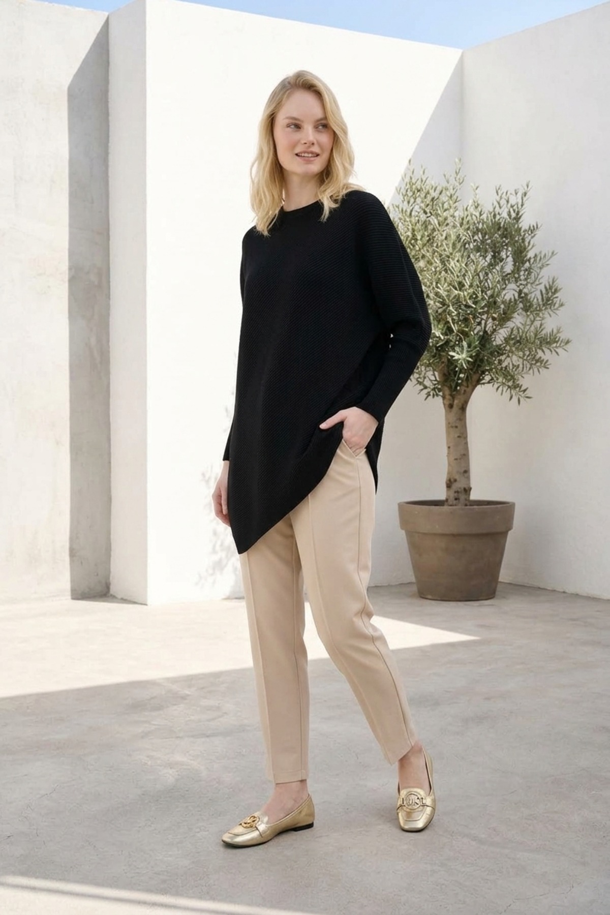 Yumuşak Dokulu Tunik 146019 Siyah Tunik NEFİSE 