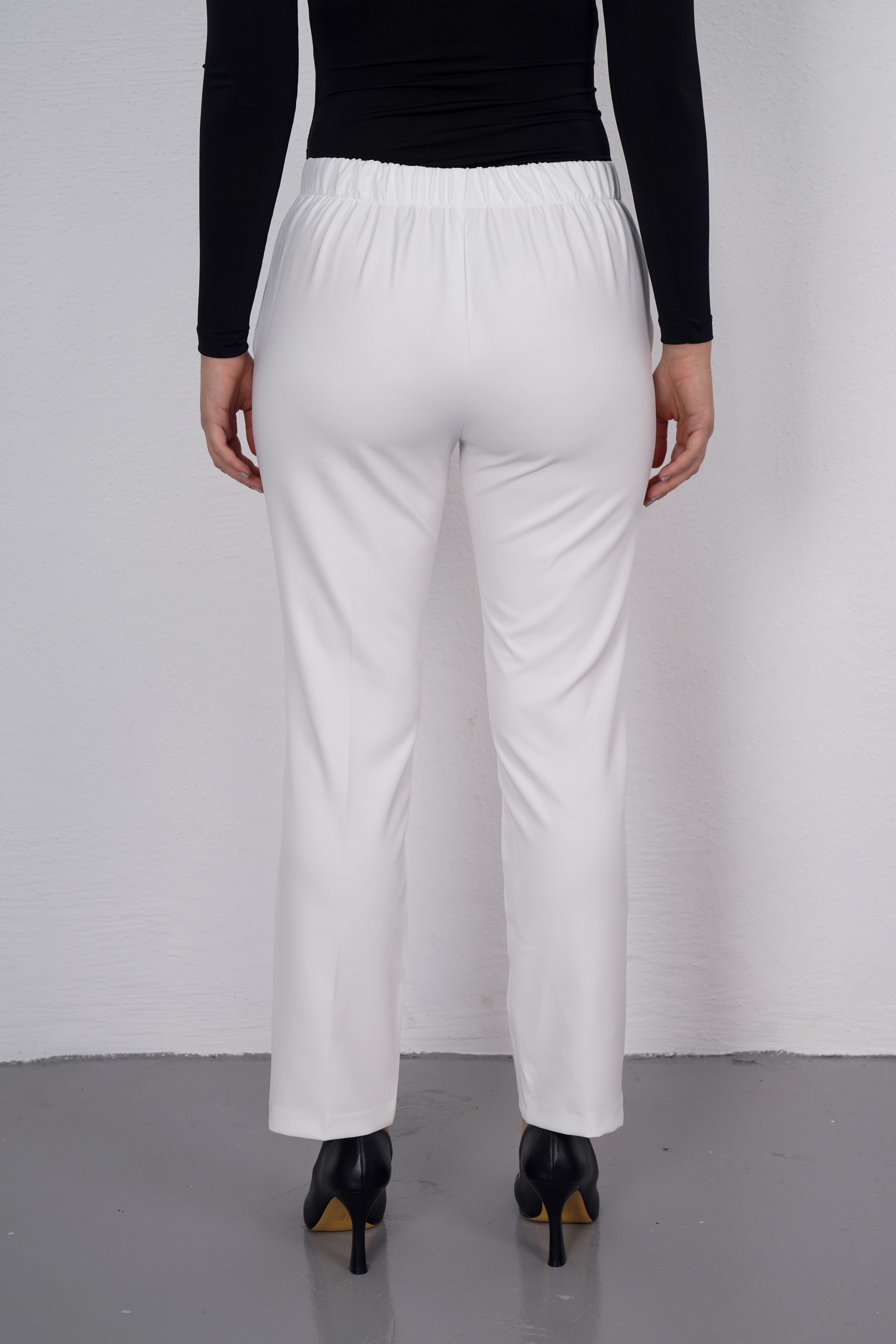 MİZZA Beli Lastikli Klasik Kumaş Pantolon 1013 - Ekru  Pantolon 