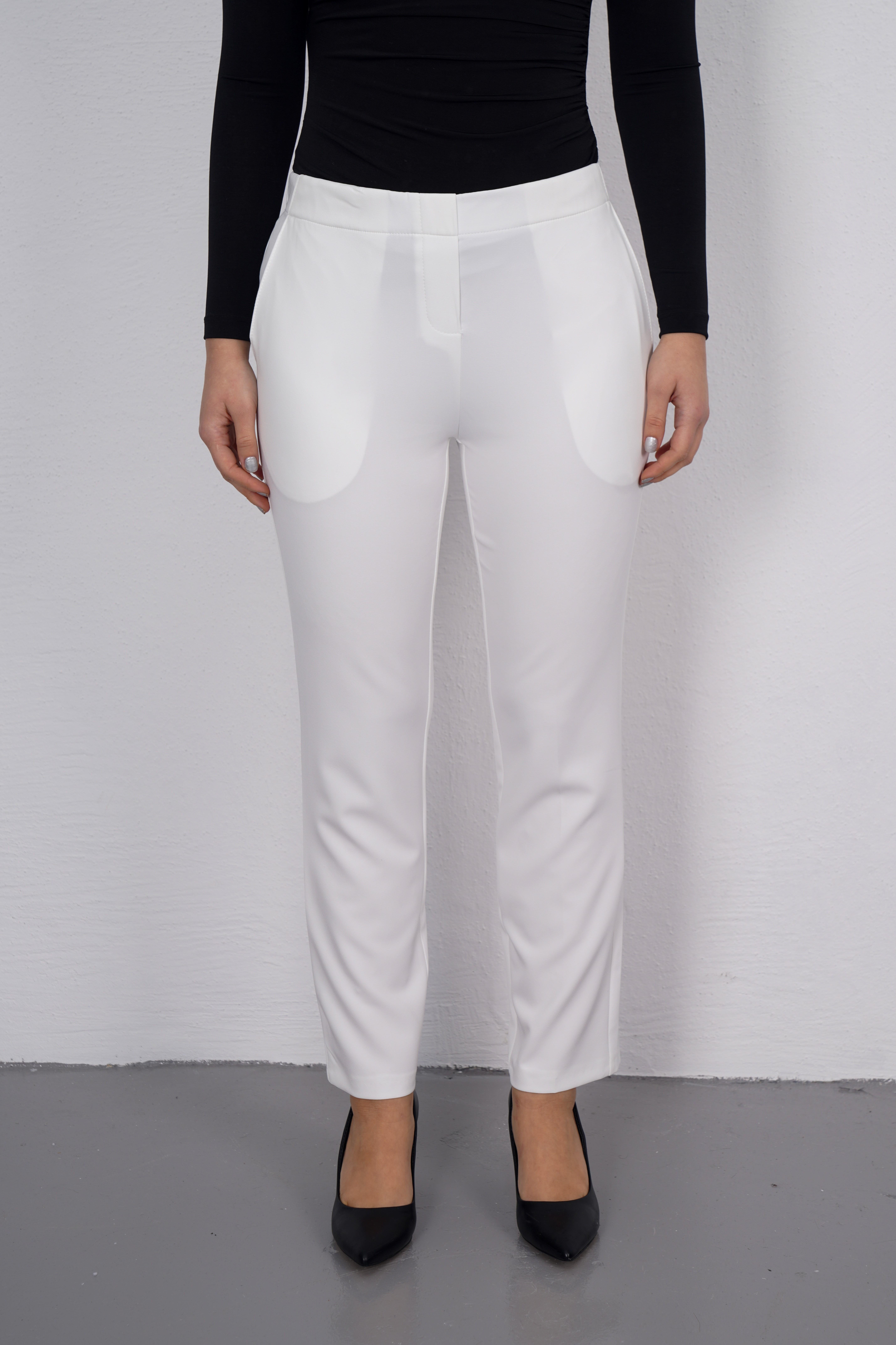 MİZZA Beli Lastikli Klasik Kumaş Pantolon 1013 - Ekru  Pantolon 