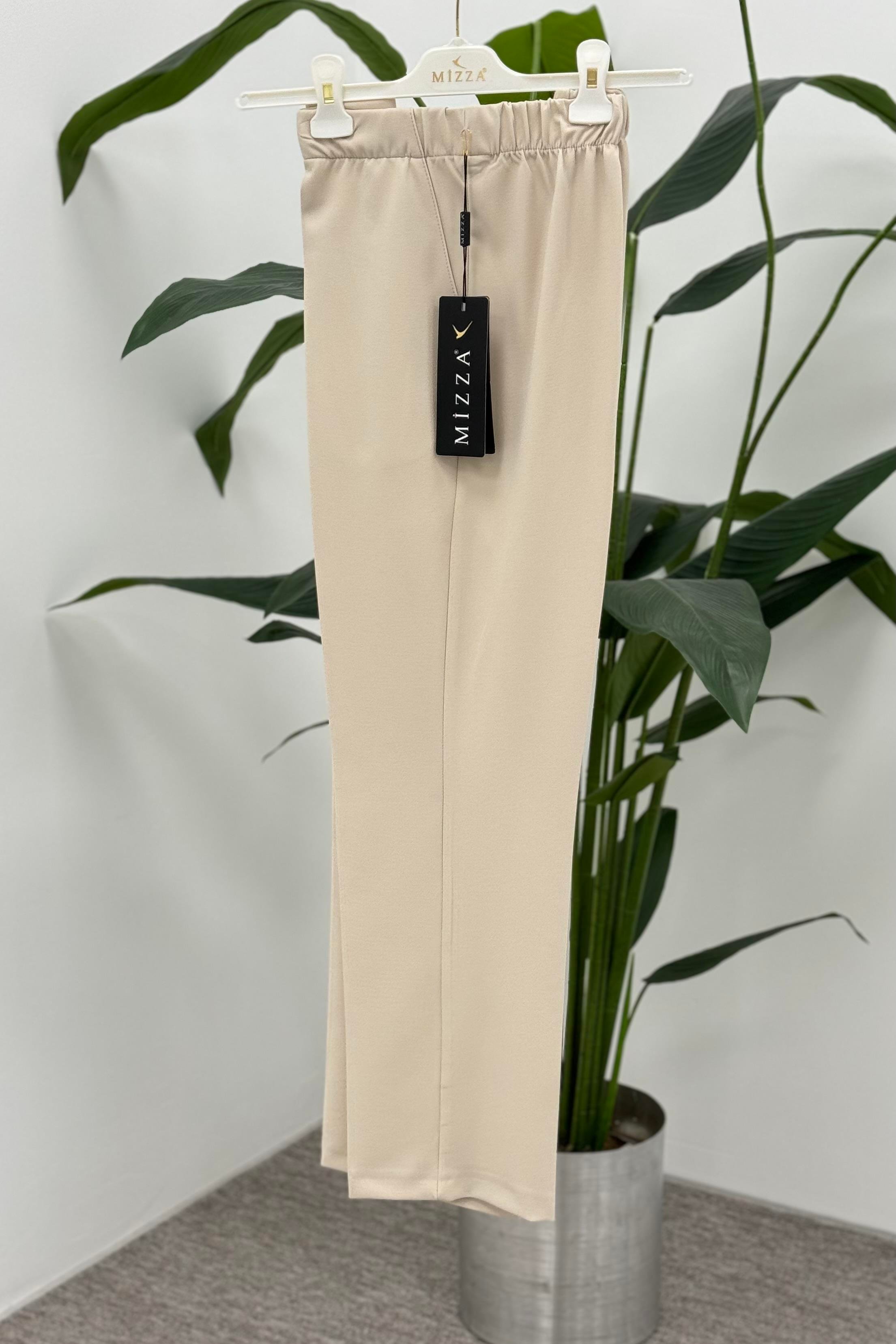 MİZZA Beli Lastikli Klasik Kumaş Pantolon 1013 - Bej Beli Lastikli Klasik Kumaş Pantolon 1013 - Bej - Bilen Giyim Pantolon 