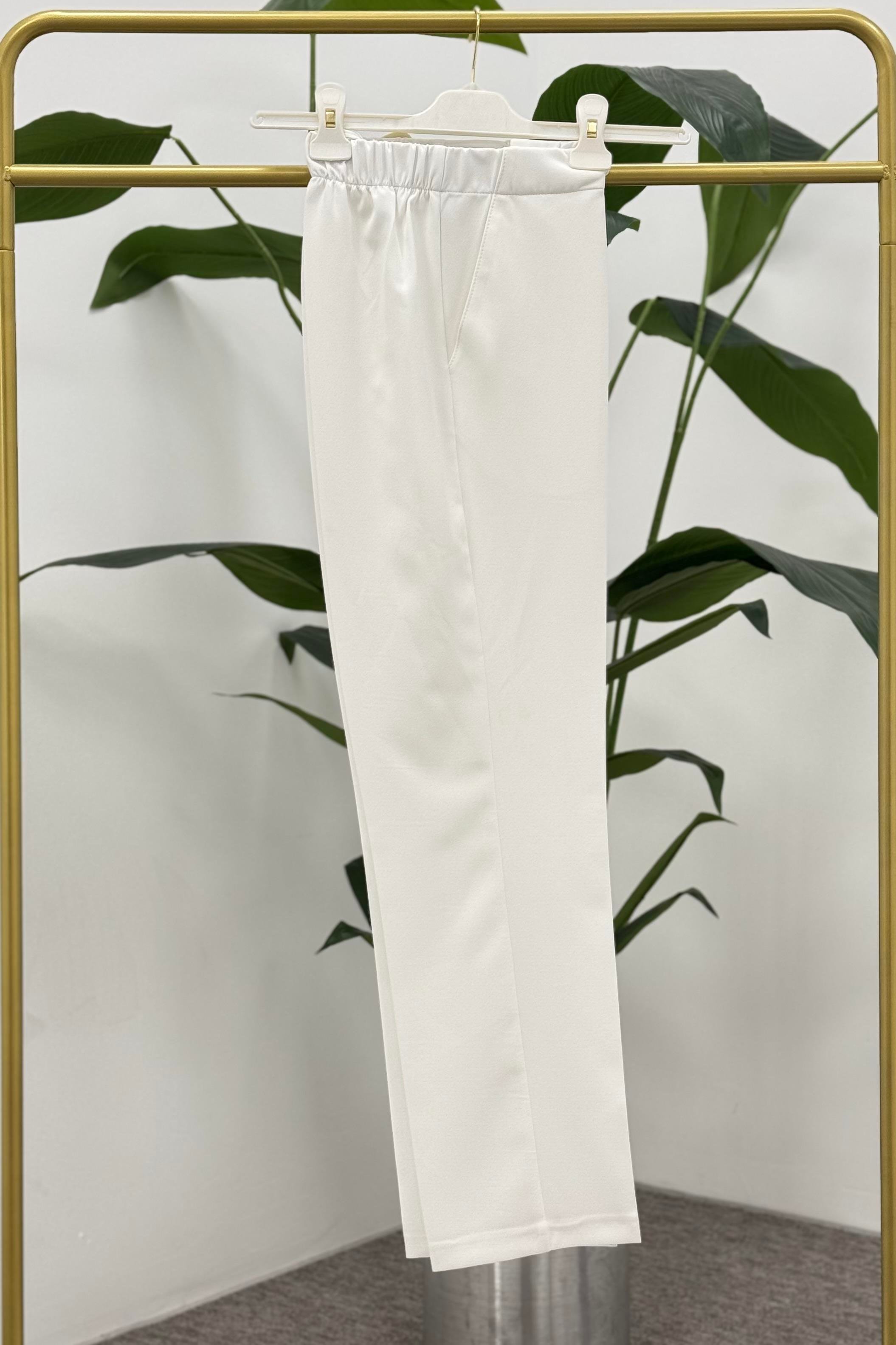 MİZZA Beli Lastikli Klasik Kumaş Pantolon 1013 - Ekru  Pantolon 