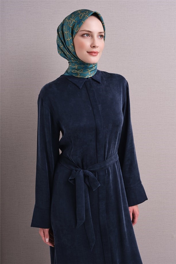 Armine Dj Saf Twill İpek Eşarp 9638D (T) - Turkuaz Eşarp ARMİNE 