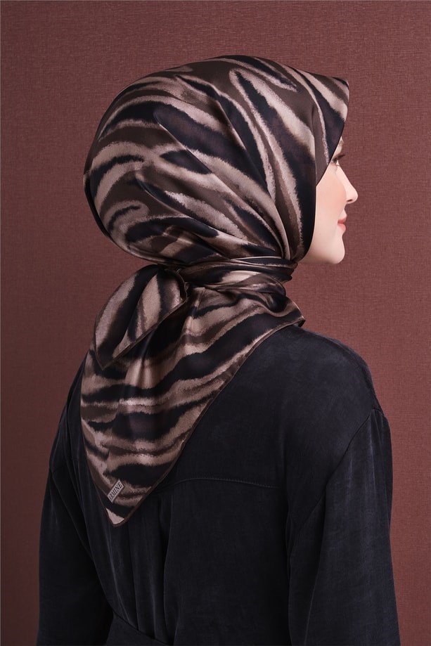 Armine Dj Saf Twill İpek Eşarp 9629D (T) - Kahve Eşarp ARMİNE 