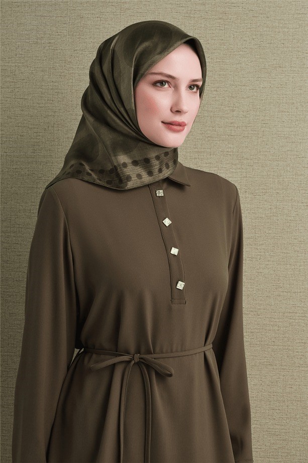Armine Dj Saf Twill İpek Eşarp 9637D (T) - Haki Eşarp ARMİNE 