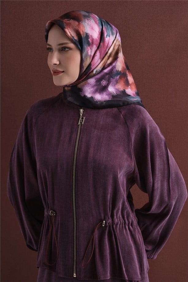 Armine Dj Saf Twill İpek Eşarp 9613D (T) - Siyah Eşarp ARMİNE 
