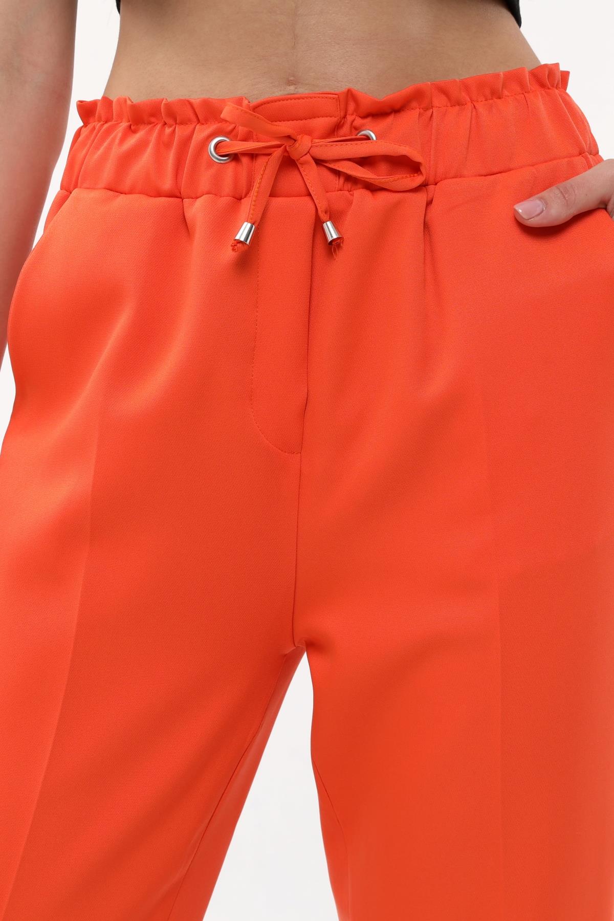 Bilen Exclusive Beli Lastikli Sigaret Havuç Pantolon 85585 - Oranj  Pantolon