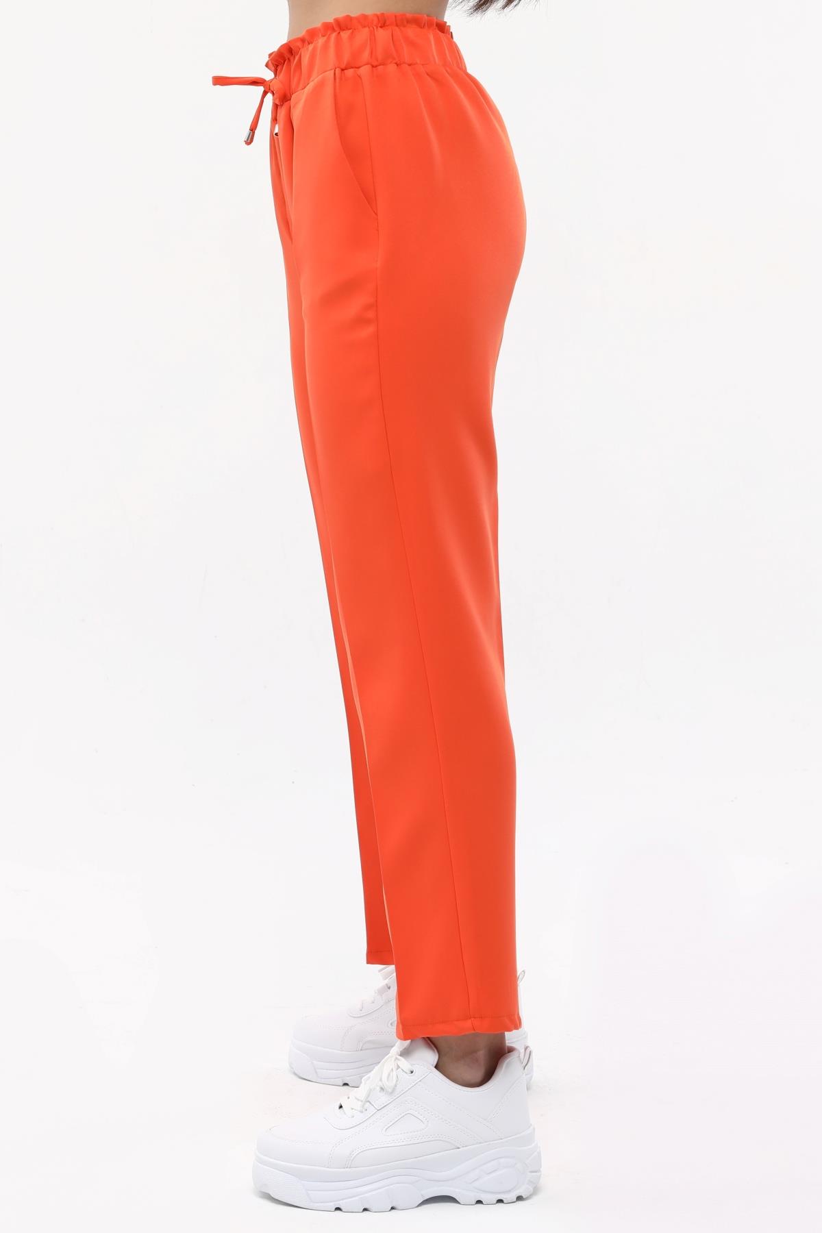 Bilen Exclusive Beli Lastikli Sigaret Havuç Pantolon 85585 - Oranj  Pantolon