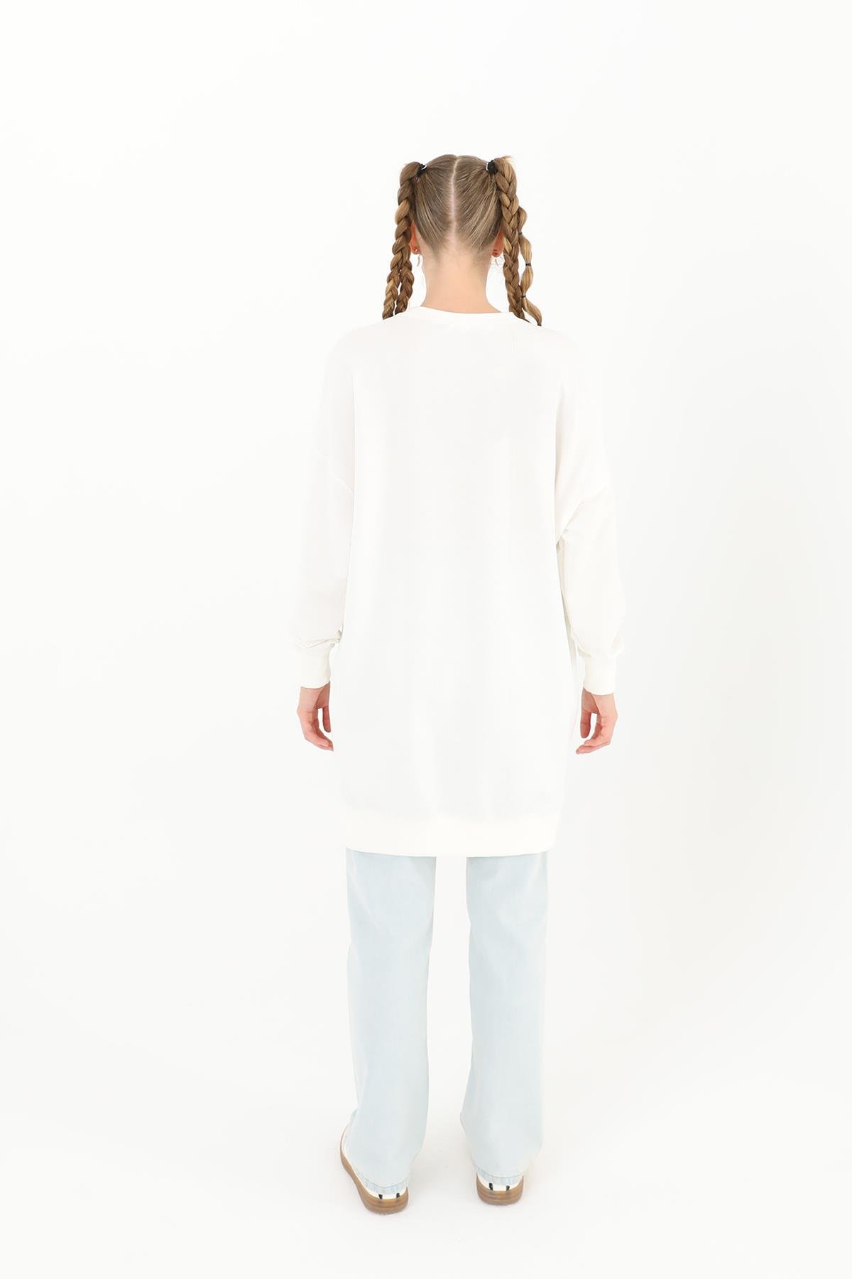 PUANE Bisiklet Yaka Basic Araboy Tunik 30644 - Ekru Bisiklet Yaka Basic Araboy Tunik 30644 - Ekru - Bilen Giyim Tunik 