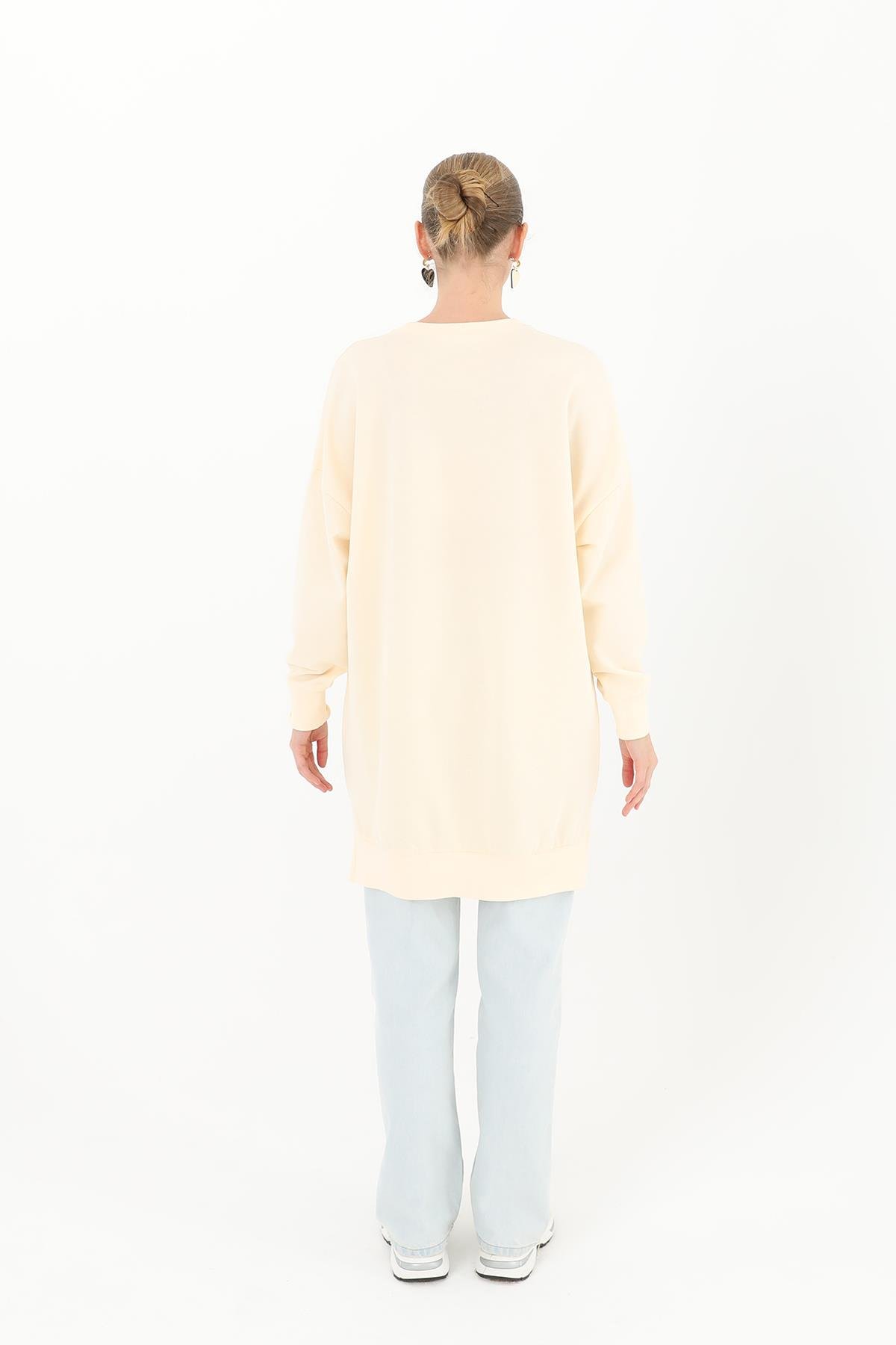 PUANE Bisiklet Yaka Basic Araboy Tunik 30644 - Bej Bisiklet Yaka Basic Araboy Tunik 30644 - Bej - Bilen Giyim Tunik 