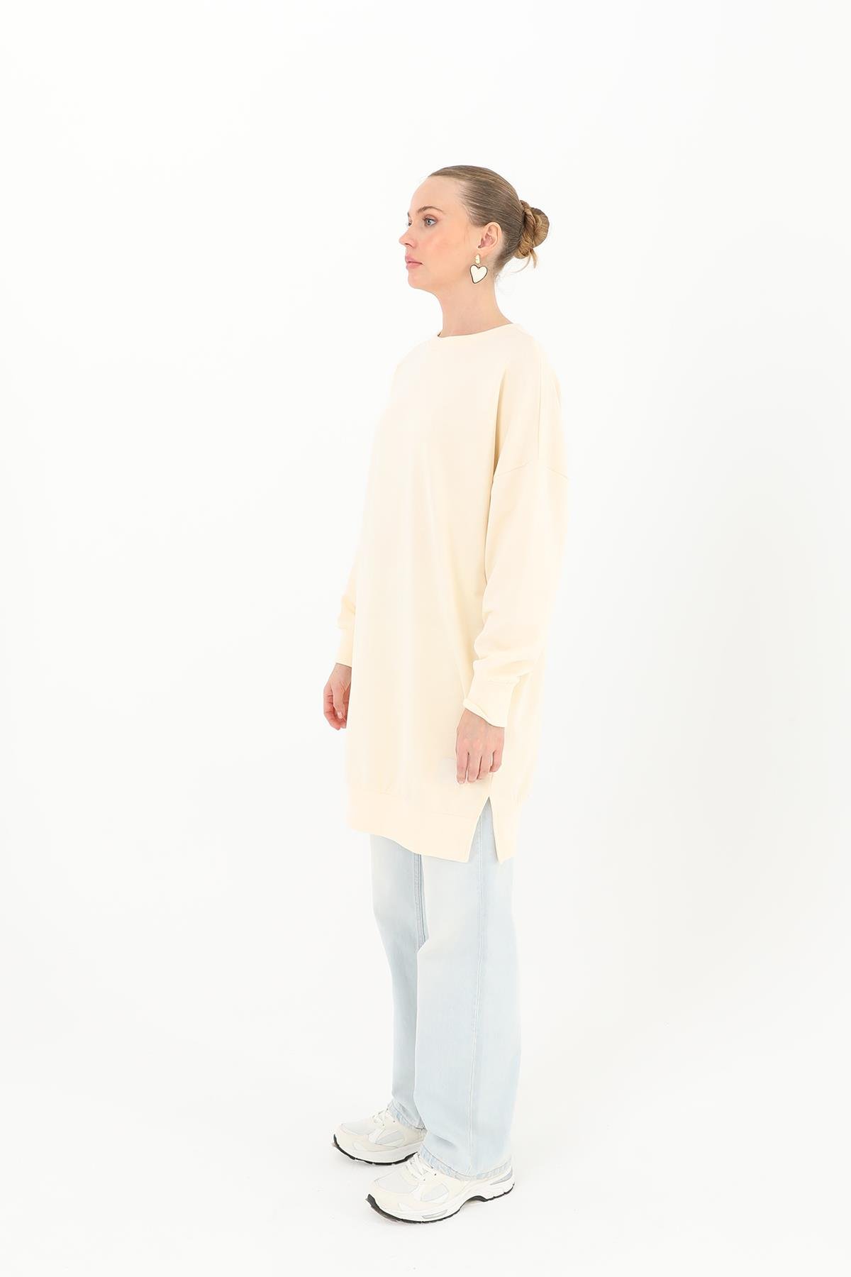 PUANE Bisiklet Yaka Basic Araboy Tunik 30644 - Bej Bisiklet Yaka Basic Araboy Tunik 30644 - Bej - Bilen Giyim Tunik 