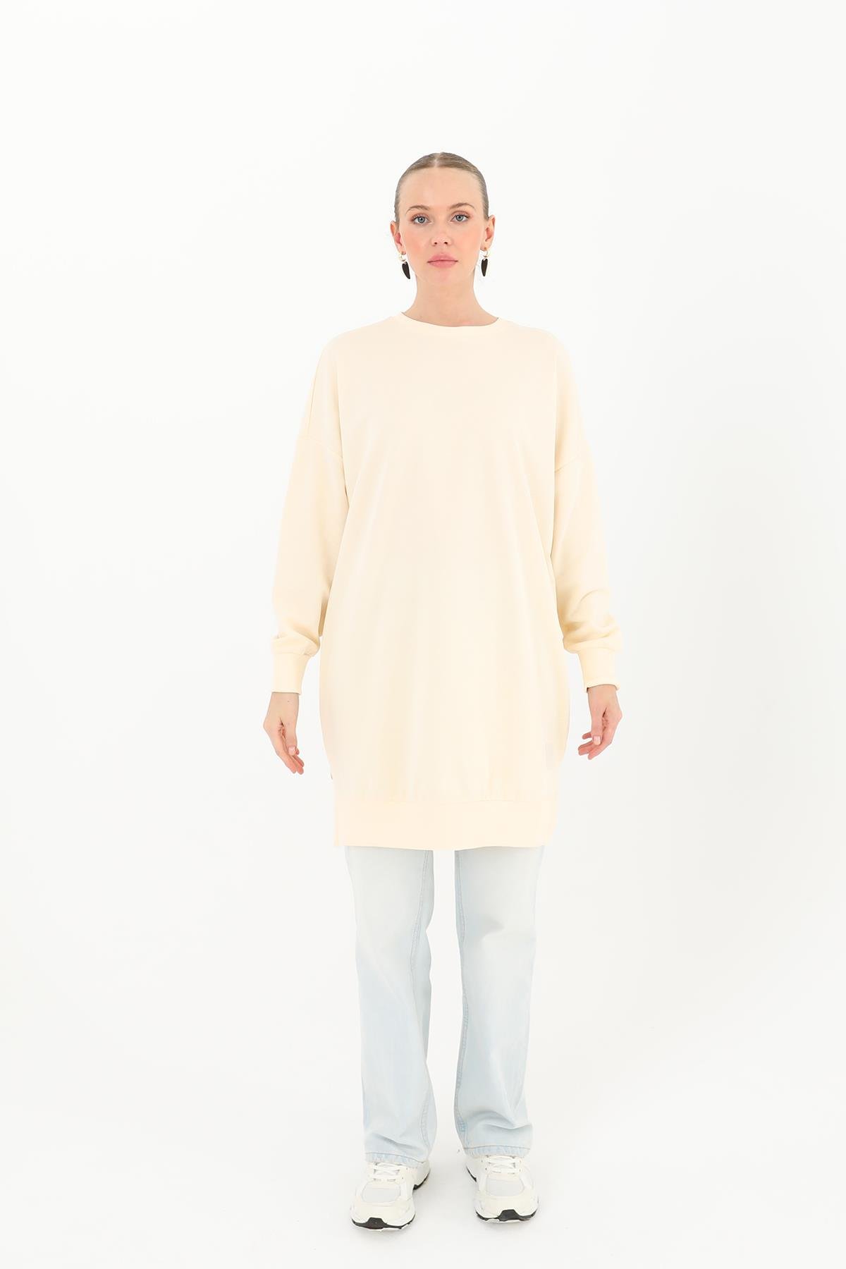 PUANE Bisiklet Yaka Basic Araboy Tunik 30644 - Bej Bisiklet Yaka Basic Araboy Tunik 30644 - Bej - Bilen Giyim Tunik 