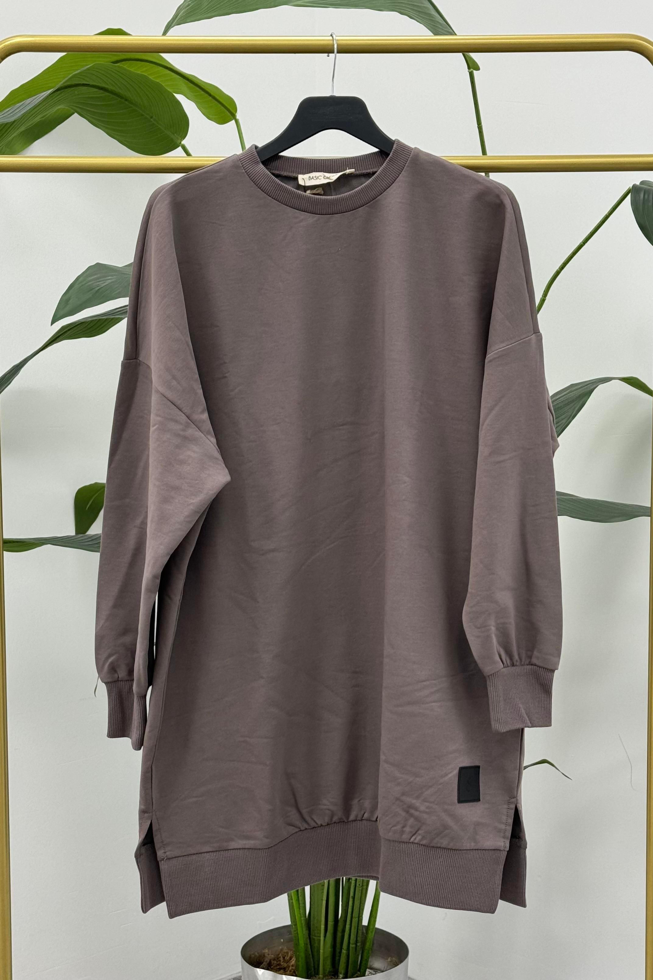 PUANE Bisiklet Yaka Basic Araboy Tunik 30644 - Vizon  Tunik 