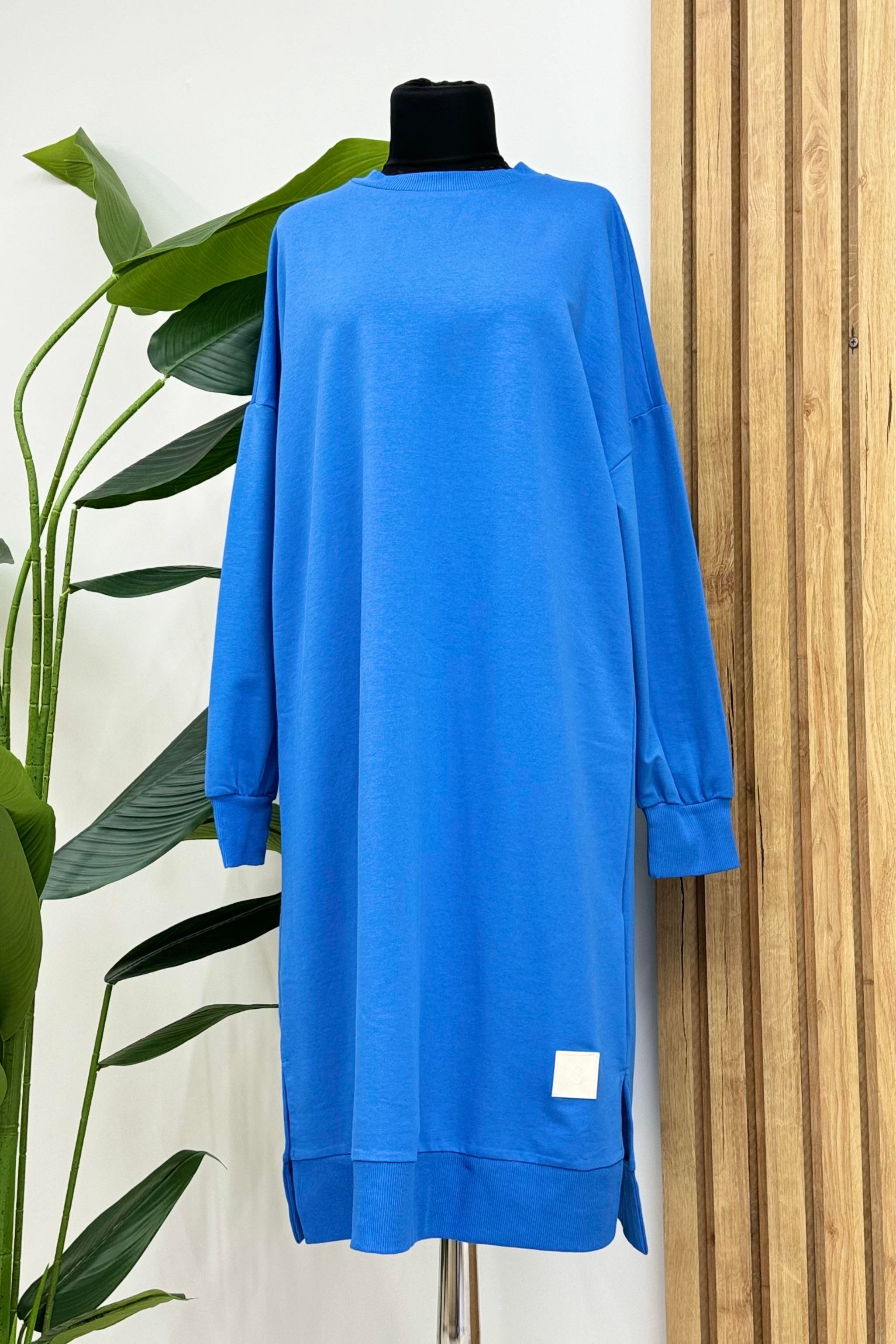 PUANE Bisiklet Yaka Basic Uzun Boy Tunik 30645 - Mavi  Tunik