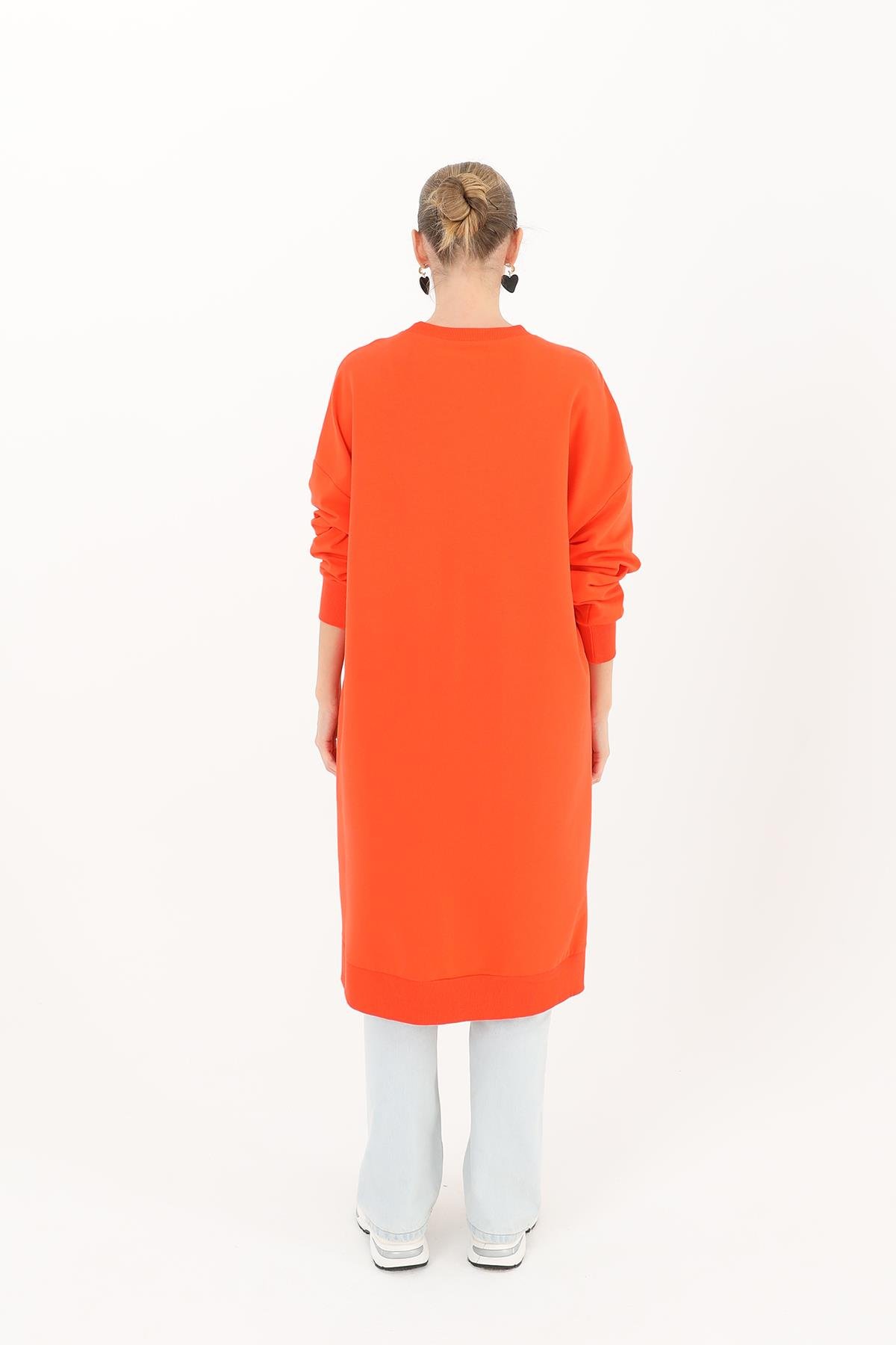 PUANE Bisiklet Yaka Basic Uzun Boy Tunik 30645 - Açık Kırmızı Bisiklet Yaka Basic Uzun Boy Tunik 30645 - Açık Kırmızı - Bilen Giyim Tunik 