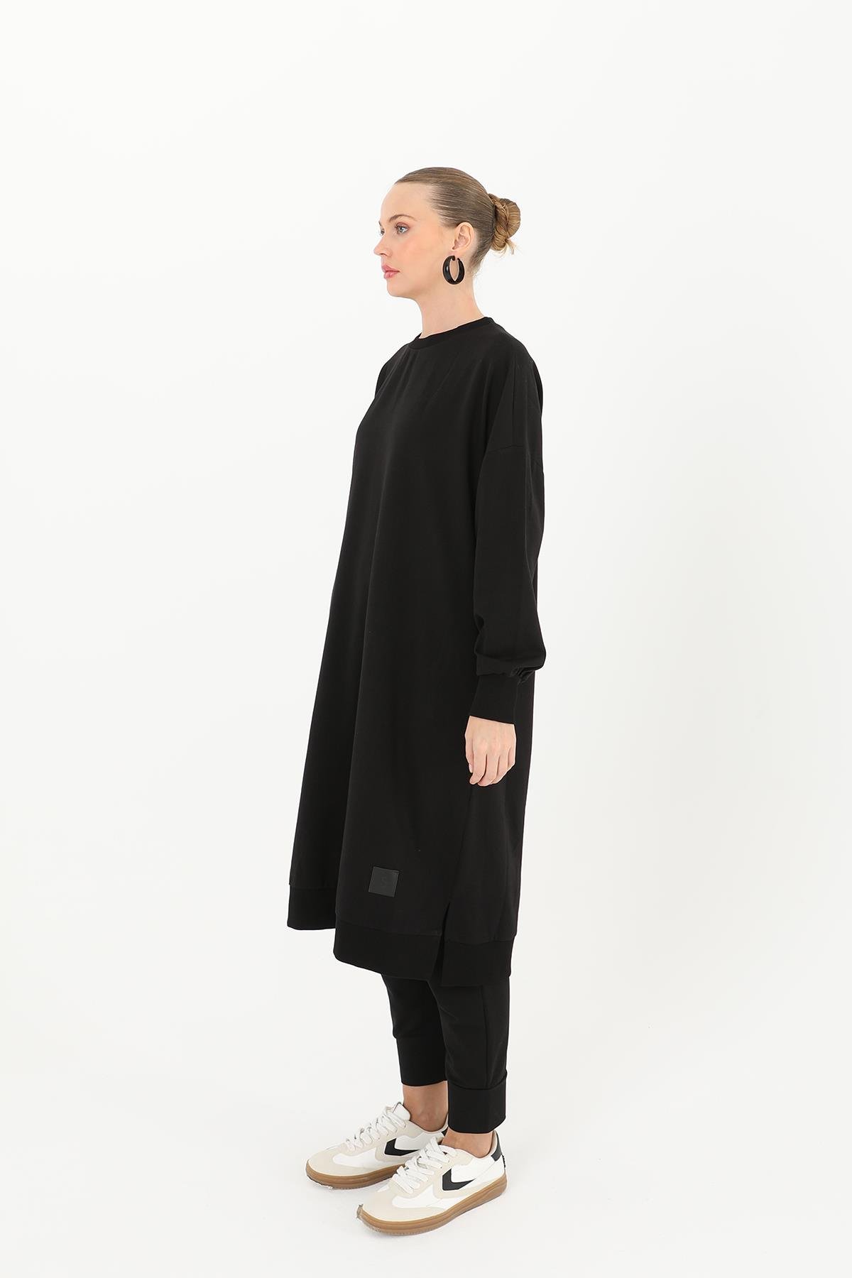 PUANE Bisiklet Yaka Basic Uzun Boy Tunik 30645 - Siyah Bisiklet Yaka Basic Uzun Boy Tunik 30645 - Siyah - Bilen Giyim Tunik 