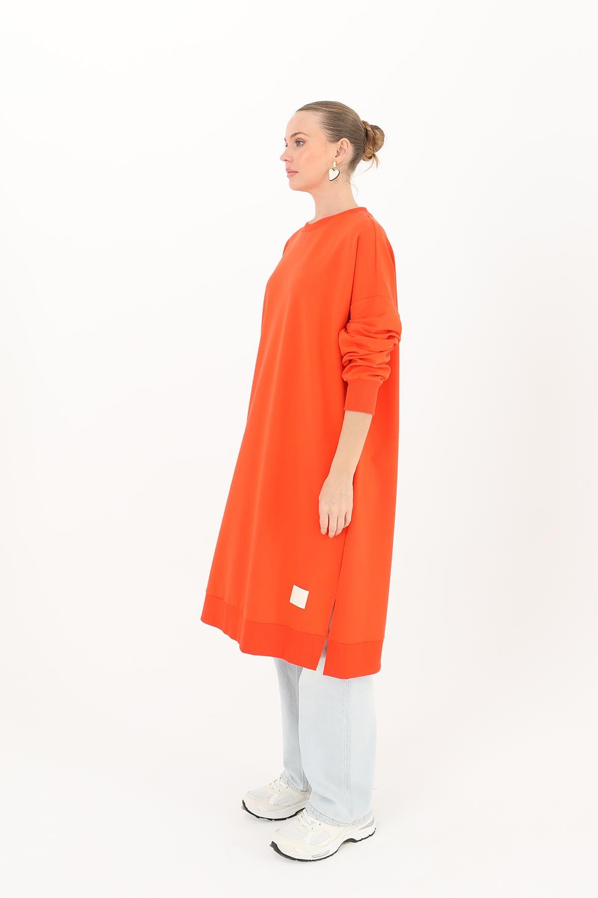 PUANE Bisiklet Yaka Basic Uzun Boy Tunik 30645 - Açık Kırmızı Bisiklet Yaka Basic Uzun Boy Tunik 30645 - Açık Kırmızı - Bilen Giyim Tunik 