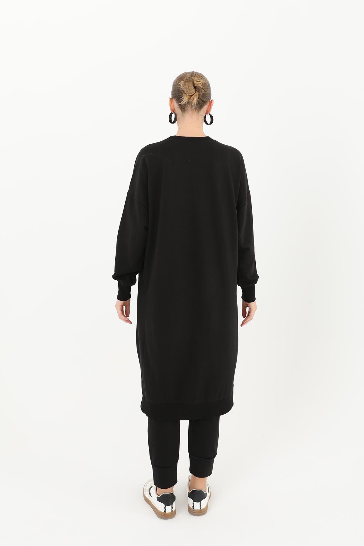 PUANE Bisiklet Yaka Basic Uzun Boy Tunik 30645 - Siyah Bisiklet Yaka Basic Uzun Boy Tunik 30645 - Siyah - Bilen Giyim Tunik 