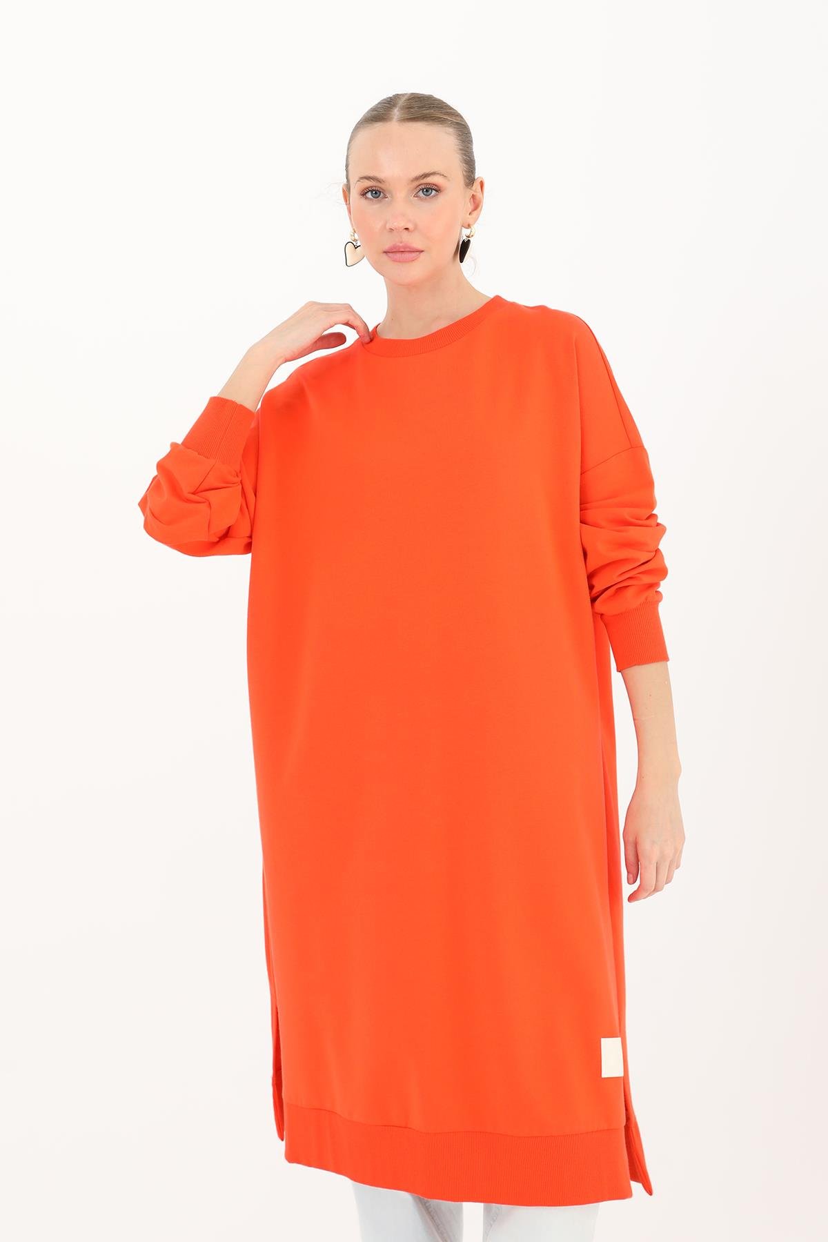 PUANE Bisiklet Yaka Basic Uzun Boy Tunik 30645 - Açık Kırmızı Bisiklet Yaka Basic Uzun Boy Tunik 30645 - Açık Kırmızı - Bilen Giyim Tunik 