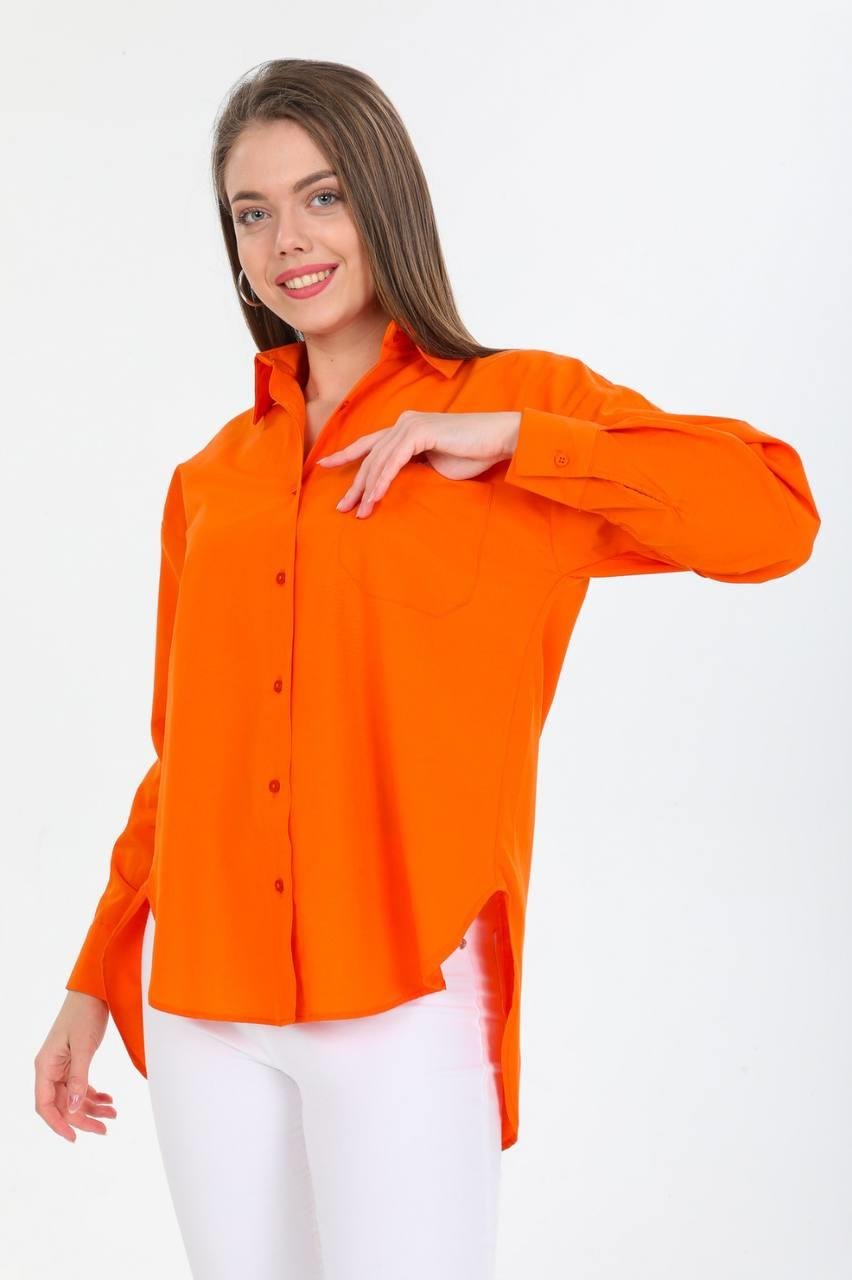 Moda Ado Boy Friend Gömlek 516 - Oranj  Bluz & Gömlek
