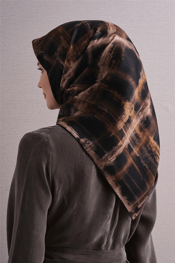 Armine Dj Saf Twill İpek Eşarp 9602D (T) - Siyah Eşarp ARMİNE 