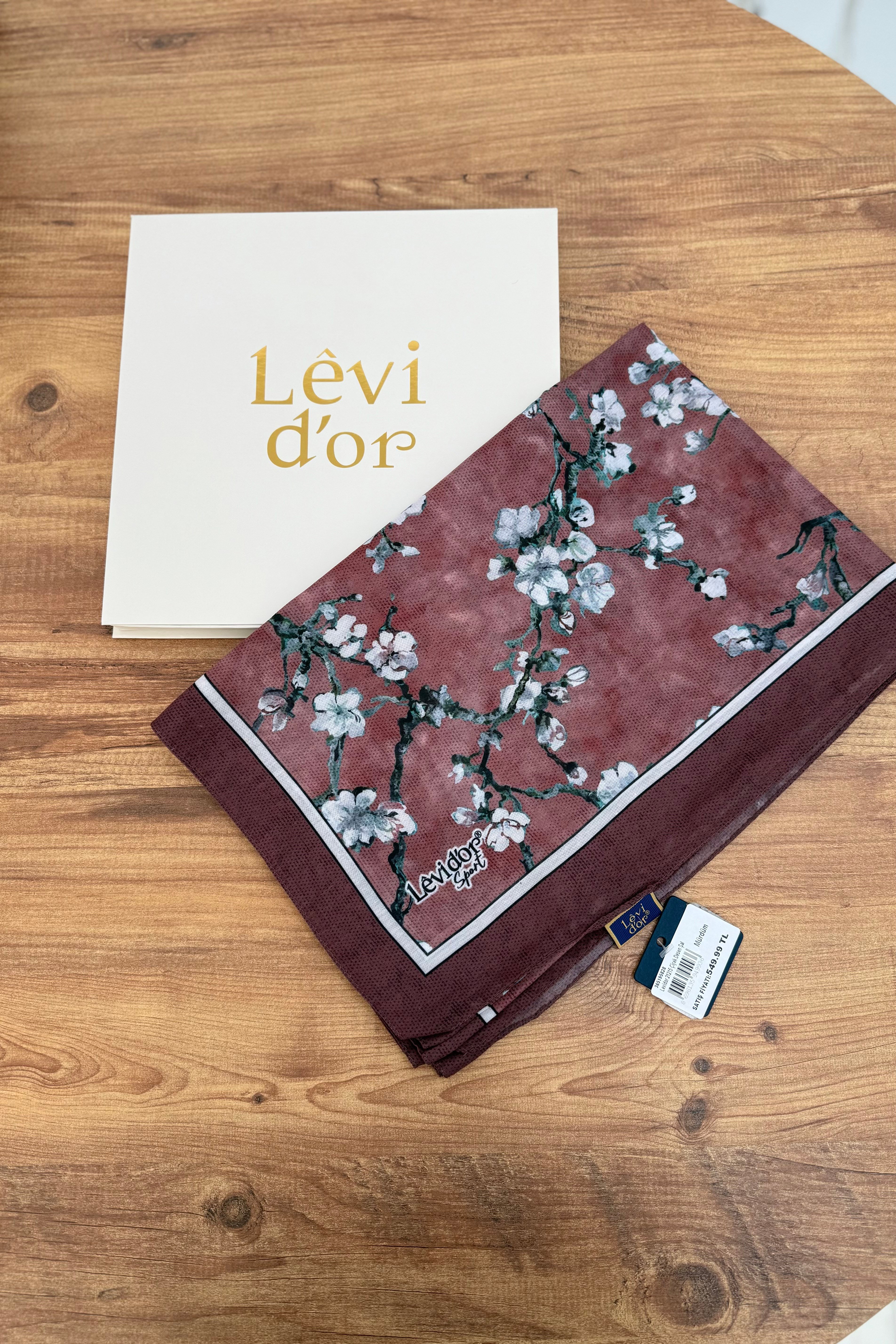 Levidor 21215 Çiçek Desen Şal - Mürdüm Şal LEVİDOR 