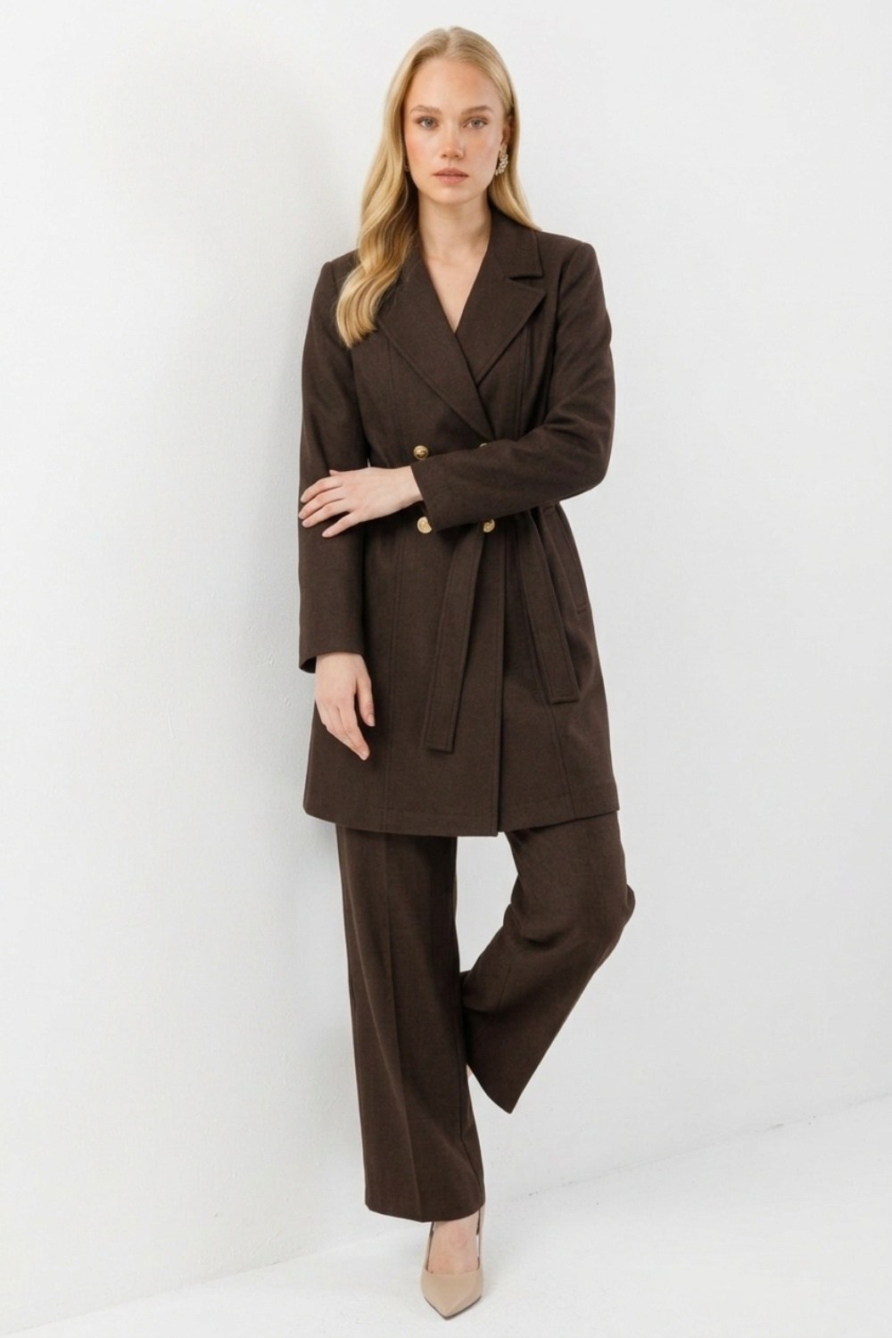 Avenna 26KT621 Blazer Ceketli Pantolonlu Takım Kahverengi Takım ARMİNE TREND 