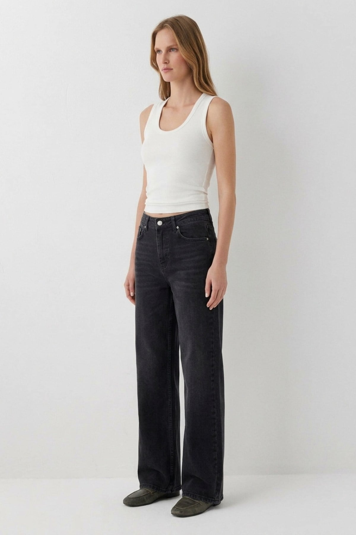Dikiş Detaylı Bol Paça Relax Kot Pantolon 7026 Düz Antasit Pantolon XLove Jeans 
