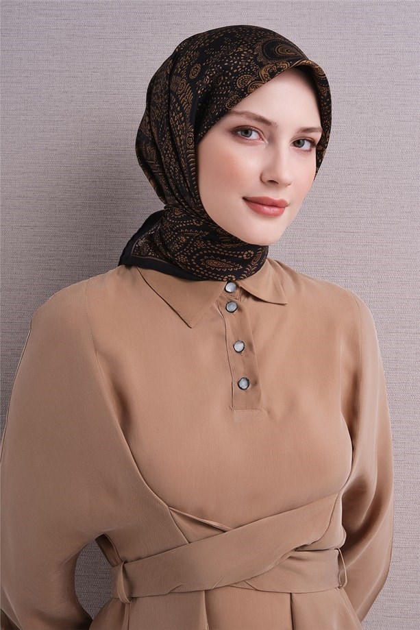 Armine Dj Saf Twill İpek Eşarp 9640D (T) - Safran Eşarp ARMİNE 