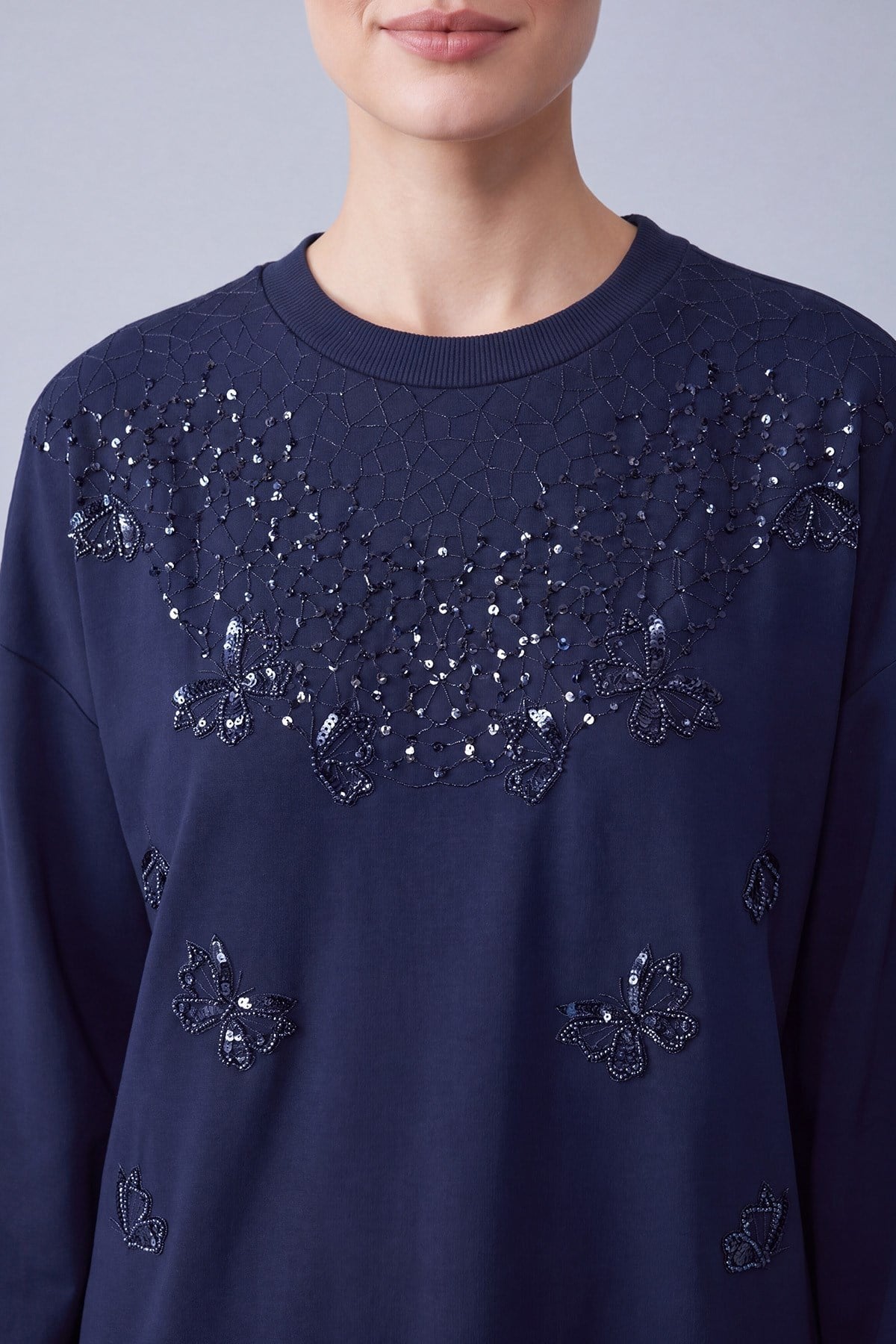 Kelebek Desenli Tunik 10808 F.Navy Tunik PUANE 