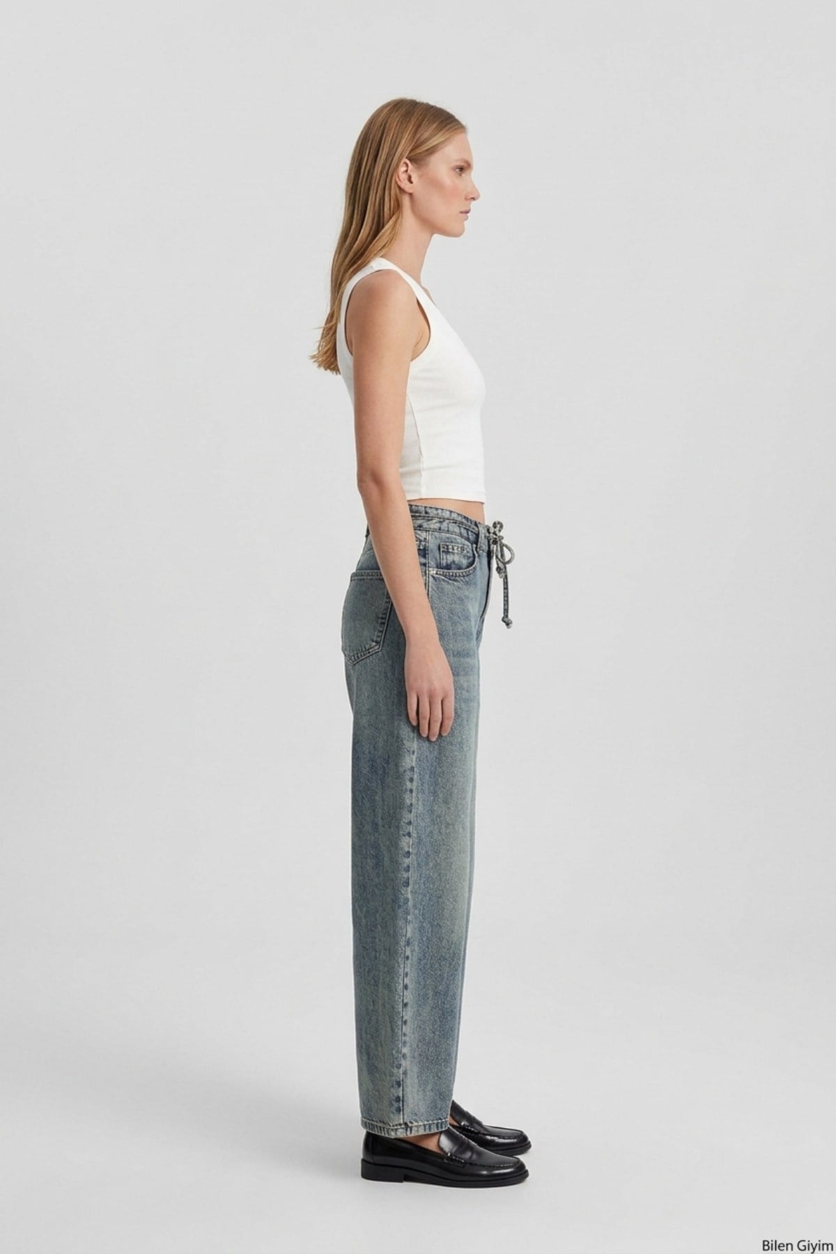 Likrasız Mom Kot Pantolon 7057 Açık Mavi - Tintli Pantolon XLove Jeans 
