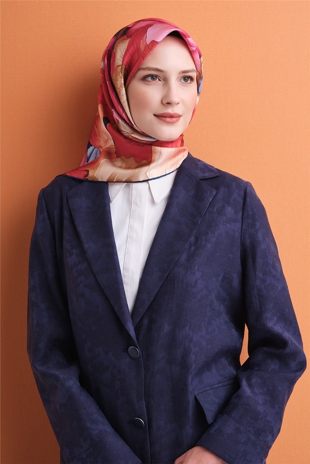 Armine Dj Saf Twill İpek Eşarp 9627D (T) - Pembe Eşarp ARMİNE 
