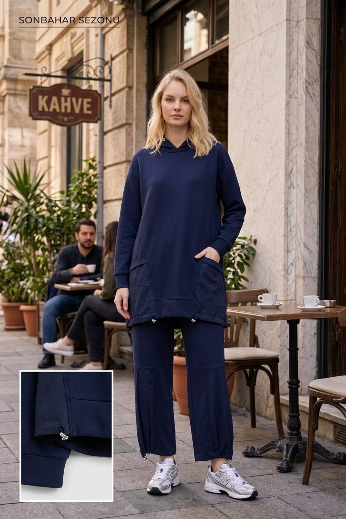 Kapüşon Detaylı Pantolonlu Takım 14539 F.Navy Takım PUANE 