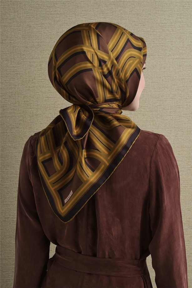 Armine Dj Saf Twill İpek Eşarp 9614D (T) - Siyah Eşarp ARMİNE 