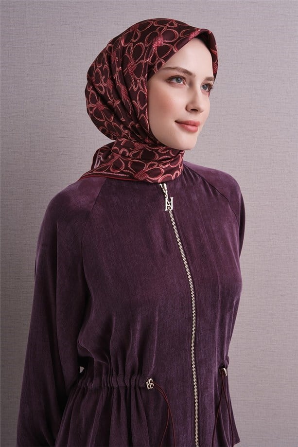 Armine Dj Saf Twill İpek Eşarp 9638D (T) - Bordo Eşarp ARMİNE 