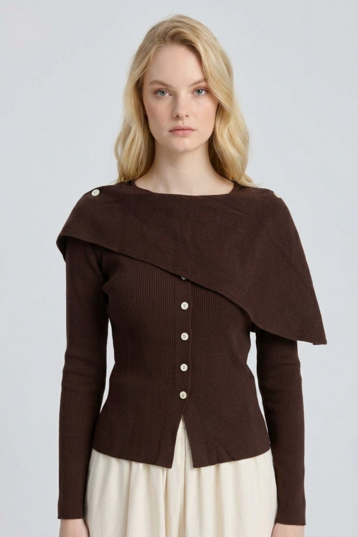 Fitilli Düğmeli Hırka 146029 Kahve Hırka NEFİSE 