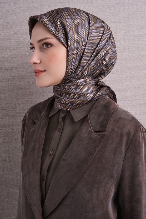 Armine Dj Saf Twill İpek Eşarp 9626D (T) - Gri Eşarp ARMİNE 
