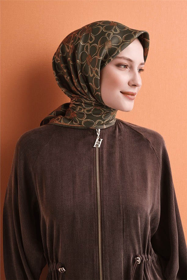 Armine Dj Saf Twill İpek Eşarp 9638D (T) - Haki Eşarp ARMİNE 
