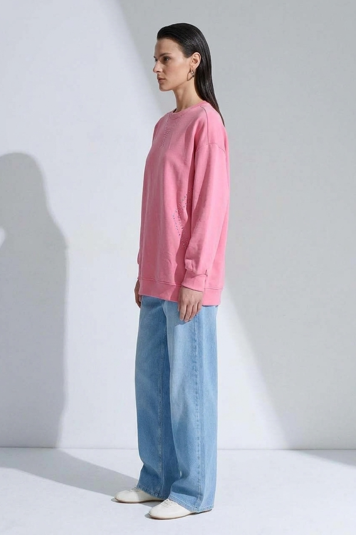 Taş Ve Nakış Detaylı S-Shırt 0038045 Pembe Tunik İKOLL 