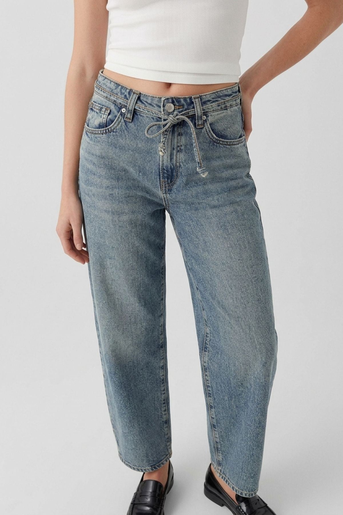 Likrasız Mom Kot Pantolon 7057 Açık Mavi - Tintli Pantolon XLove Jeans 