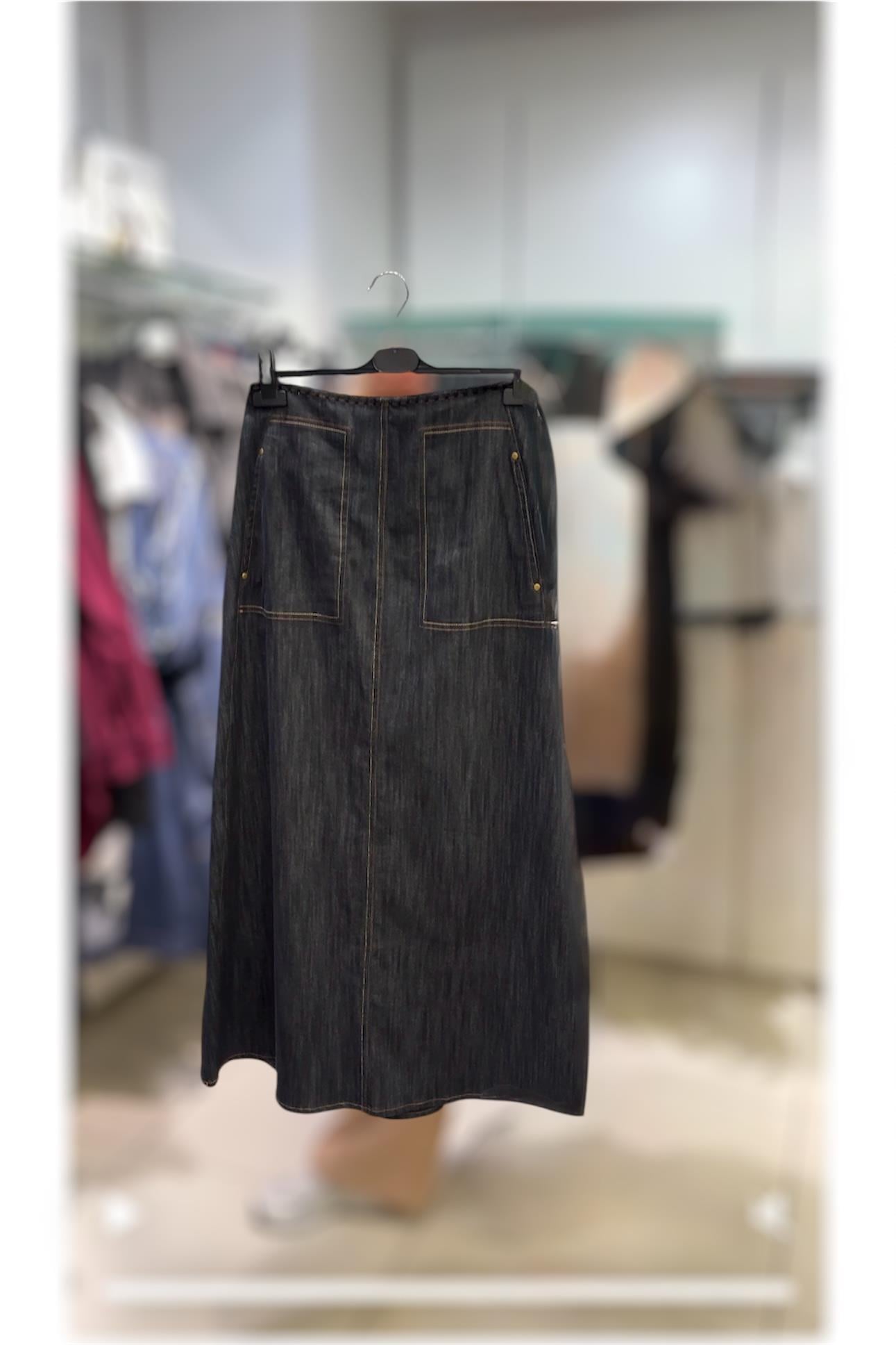 CEREMONY Ceremony 5610 Rivetli Denim Çan Etek - Siyah Ceremony 5610 Rivetli Denim Çan Etek - Siyah - Bilen Giyim Etek 