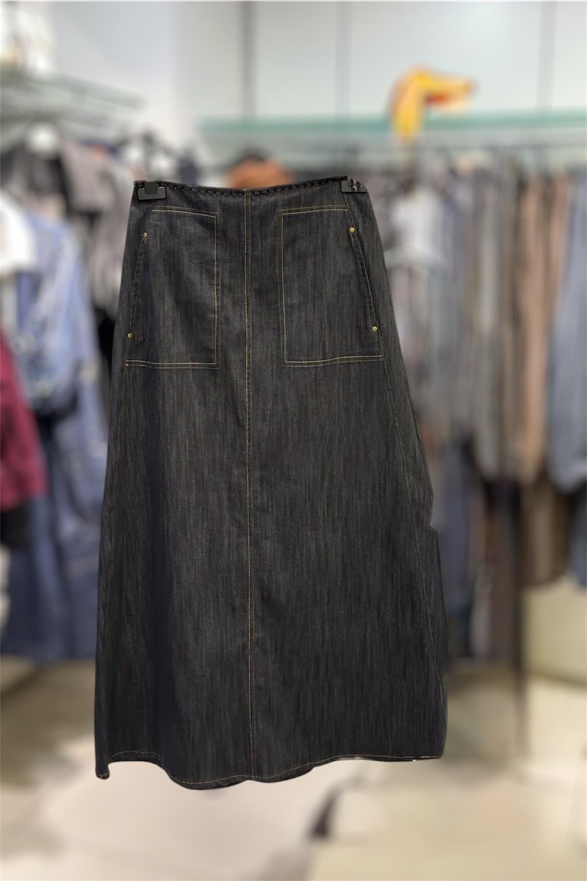 CEREMONY Ceremony 5610 Rivetli Denim Çan Etek - Siyah Ceremony 5610 Rivetli Denim Çan Etek - Siyah - Bilen Giyim Etek 
