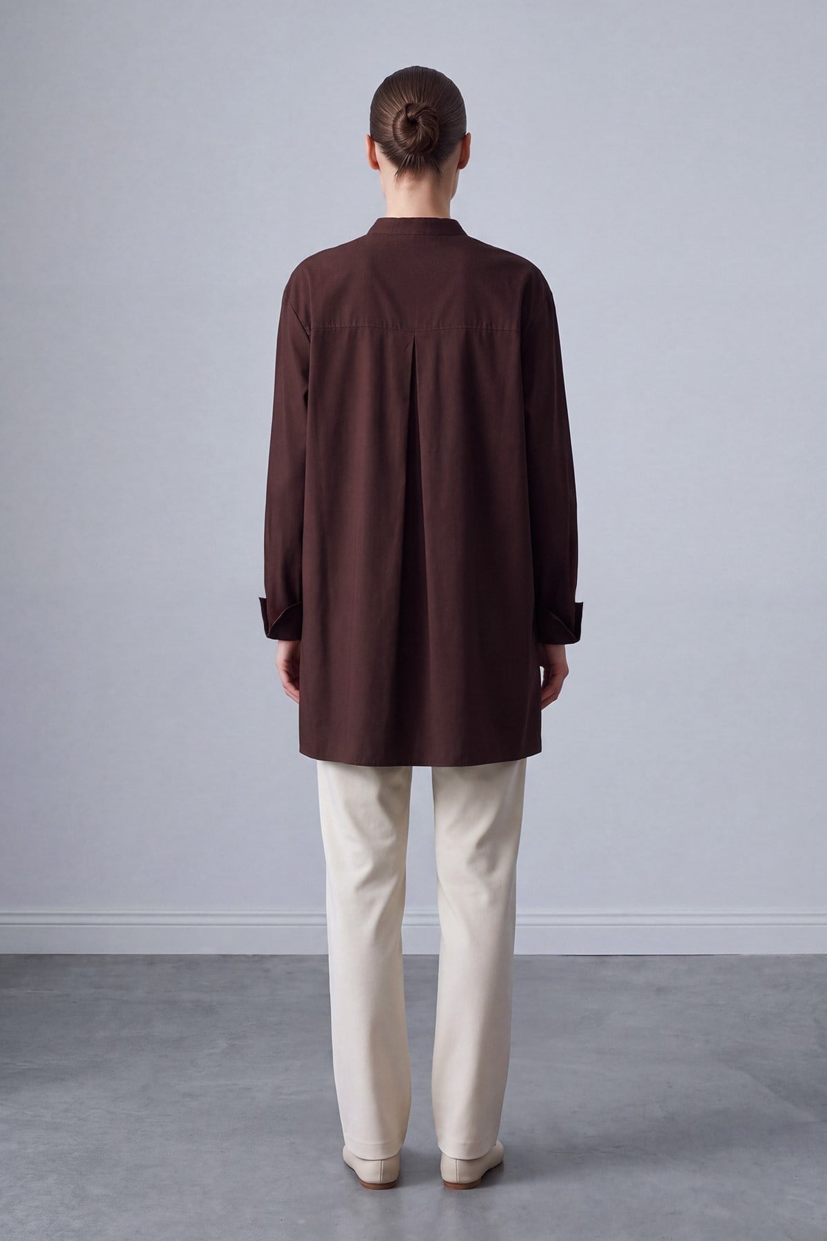 Hakim Yaka Poplin Tunik 10791 Browni Tunik PUANE 