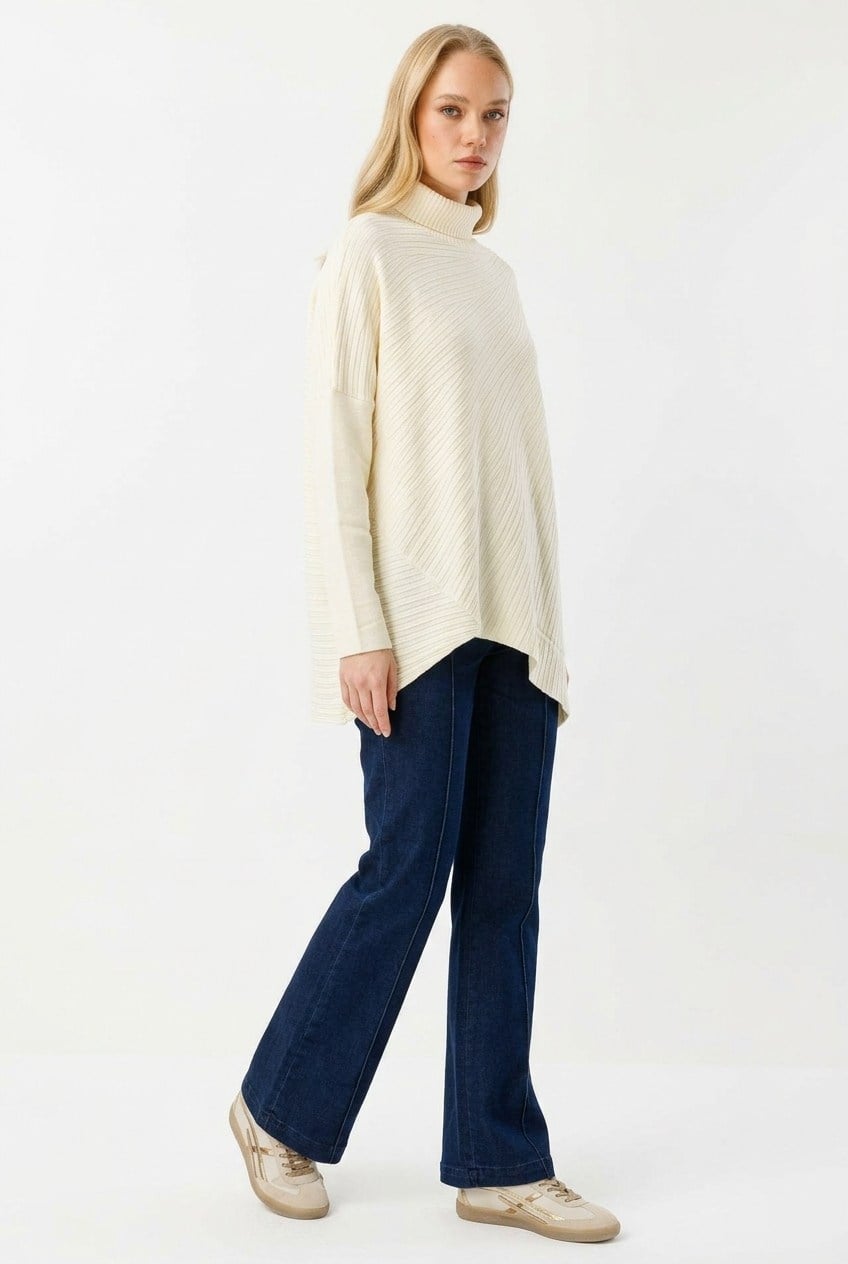 Ghisa Yarasa Kol Balıkçı Yaka Tunik 4193 Ekru Tunik GHİSA 