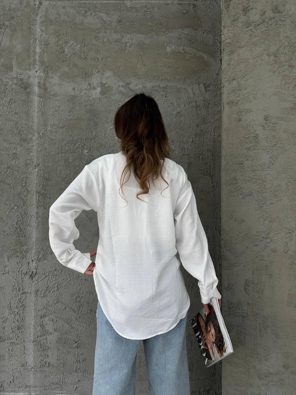 Moda Ado Çiçek Nakışlı Keten Gömlek 121 - Beyaz  Bluz & Gömlek
