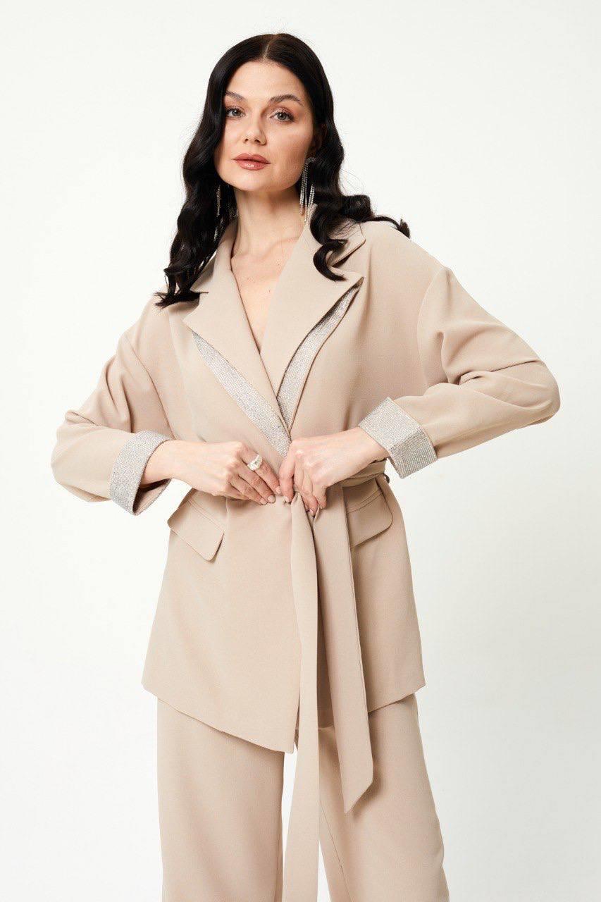 JUPE STORE Çift Yaka Taş İşlemeli Pantolonlu Takım 8501 - Taş Çift Yaka Taş İşlemeli Pantolonlu Takım 8501 - Bilen Giyim Takım 