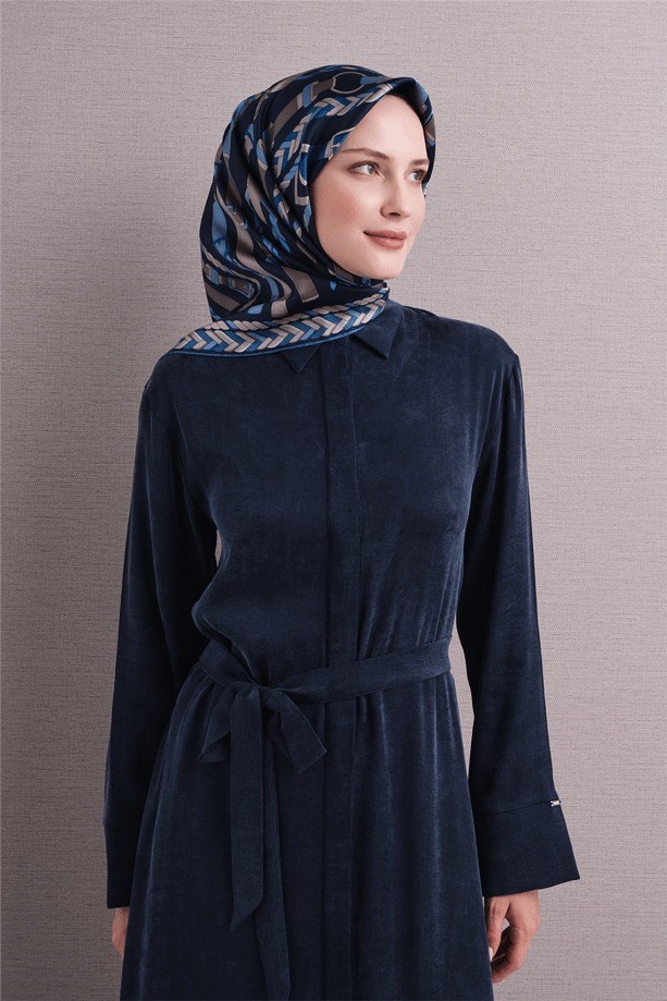 Armine Dj Saf Jakar İpek Eşarp 9607D (J) - Lacivert Eşarp ARMİNE 
