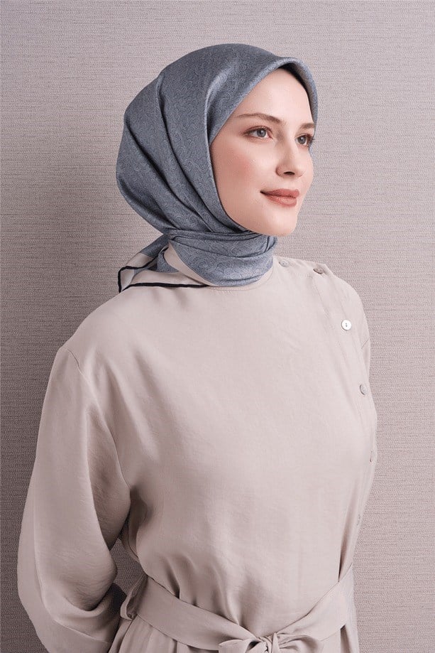 Armine Dj Saf Twill İpek Eşarp 9601D (T) - Gök Mavi Eşarp ARMİNE 