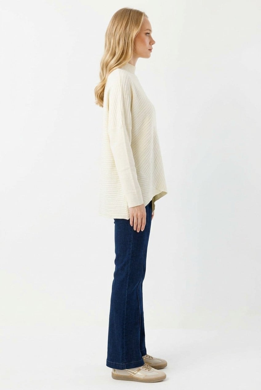 Ghisa Yarasa Kol Balıkçı Yaka Tunik 4193 Ekru Tunik GHİSA 